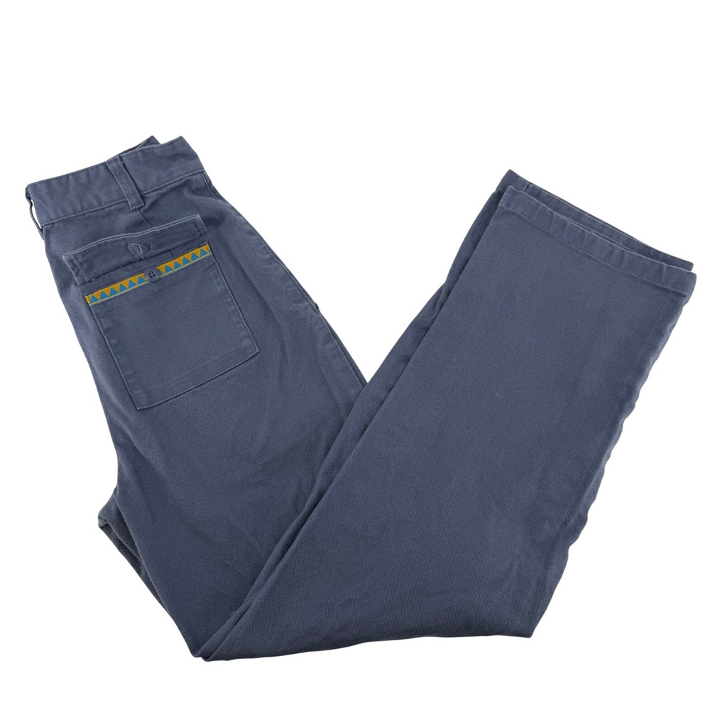 Stoic Canvas Utility Pants Womens 4 Slate Blue High Rise Straight Leg Workwear
